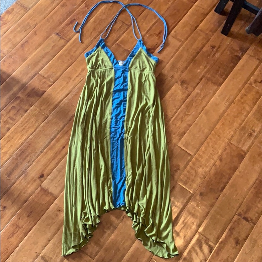 Ella Moss green and blue stretchy midi dress